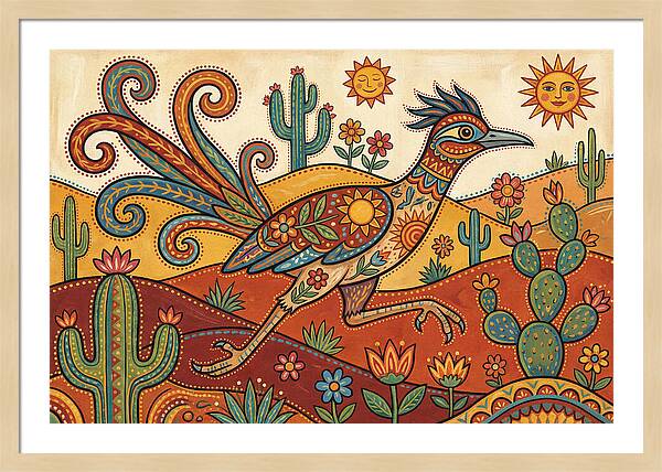 Colorful Roadrunner In Desert Landscape
