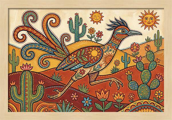 Colorful Roadrunner In Desert Landscape