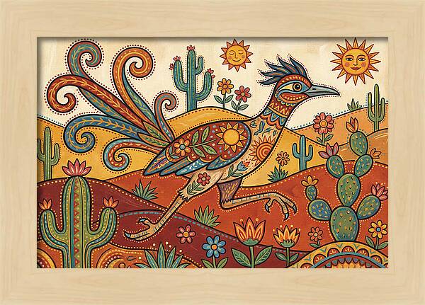 Colorful Roadrunner In Desert Landscape