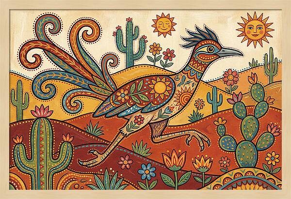Colorful Roadrunner In Desert Landscape