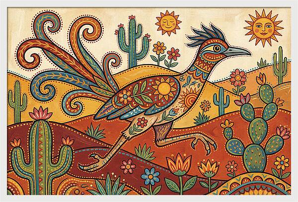 Colorful Roadrunner In Desert Landscape