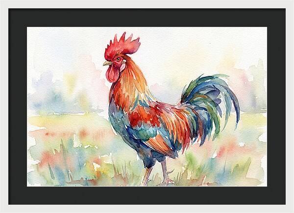 Colorful Rooster In Watercolor