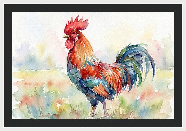 Colorful Rooster In Watercolor