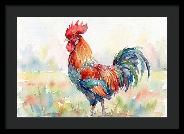Colorful Rooster In Watercolor