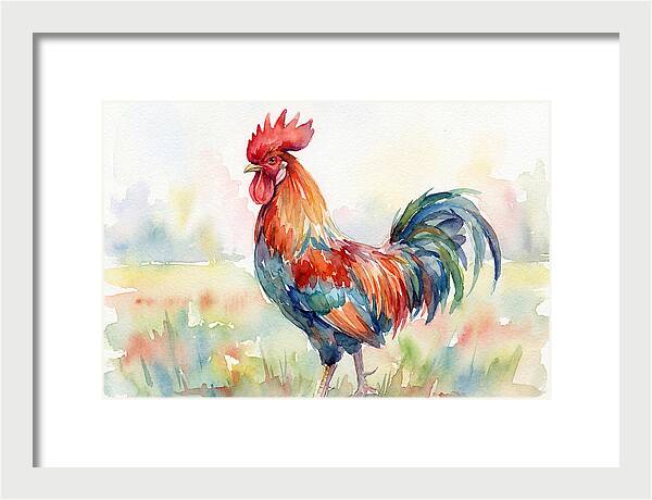 Colorful Rooster In Watercolor