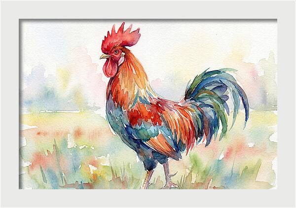Colorful Rooster In Watercolor