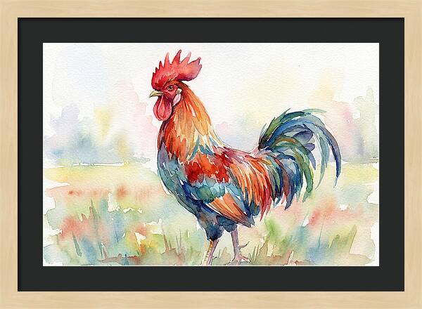 Colorful Rooster In Watercolor