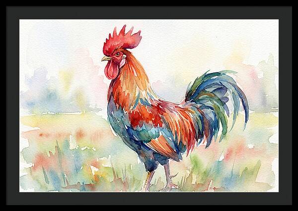 Colorful Rooster In Watercolor