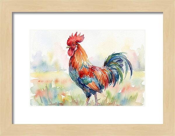 Colorful Rooster In Watercolor