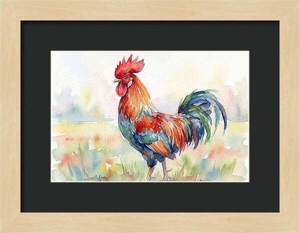 Colorful Rooster In Watercolor
