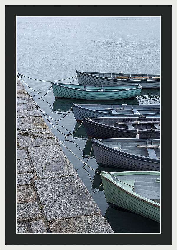 Colorful Rowing Boats Tied To Quay