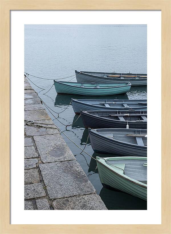 Colorful Rowing Boats Tied To Quay