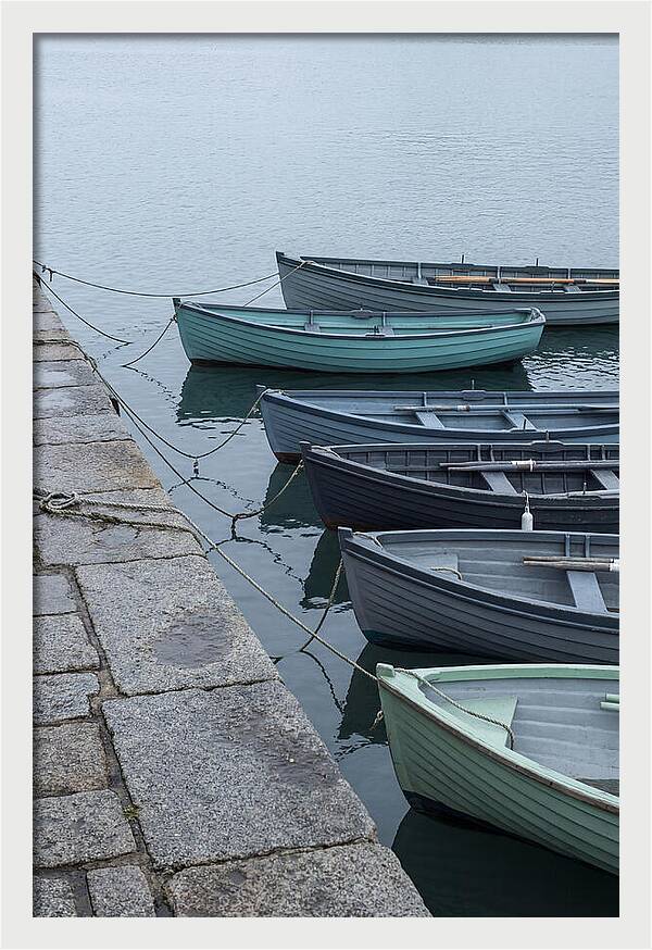 Colorful Rowing Boats Tied To Quay
