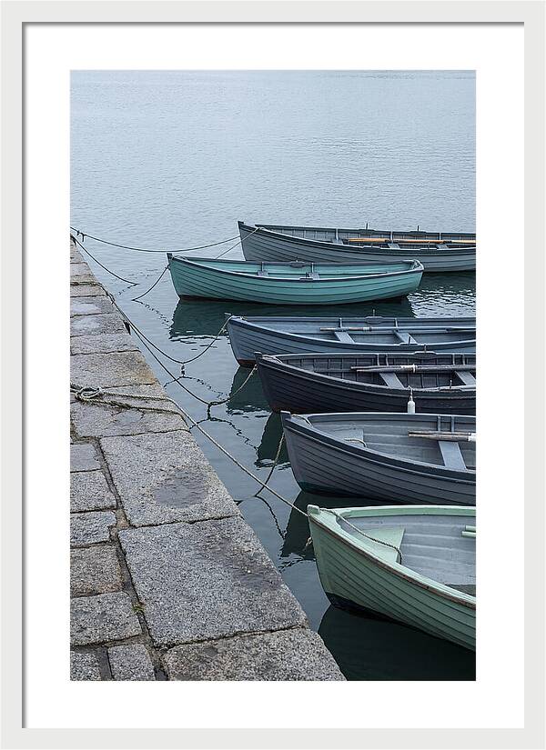 Colorful Rowing Boats Tied To Quay