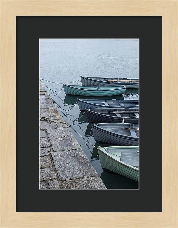 Colorful Rowing Boats Tied To Quay