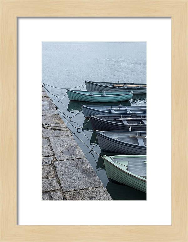 Colorful Rowing Boats Tied To Quay