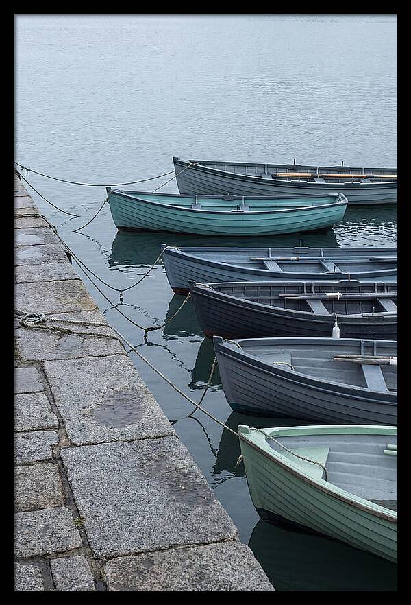 Colorful Rowing Boats Tied To Quay
