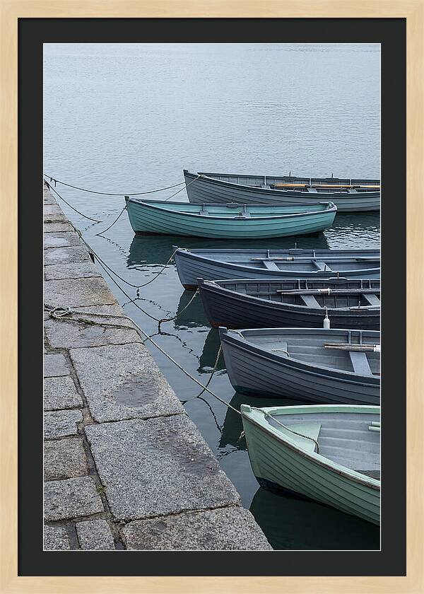Colorful Rowing Boats Tied To Quay
