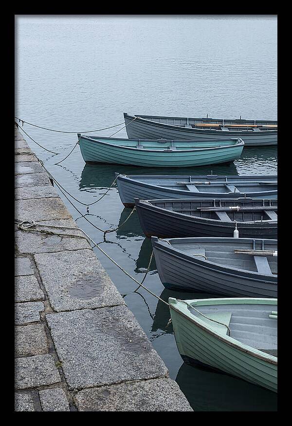 Colorful Rowing Boats Tied To Quay