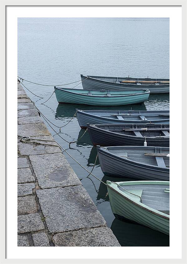 Colorful Rowing Boats Tied To Quay