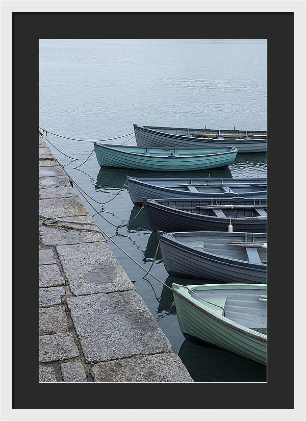Colorful Rowing Boats Tied To Quay