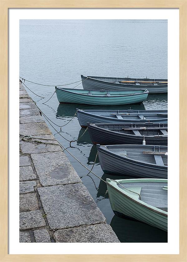 Colorful Rowing Boats Tied To Quay