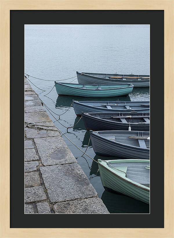 Colorful Rowing Boats Tied To Quay