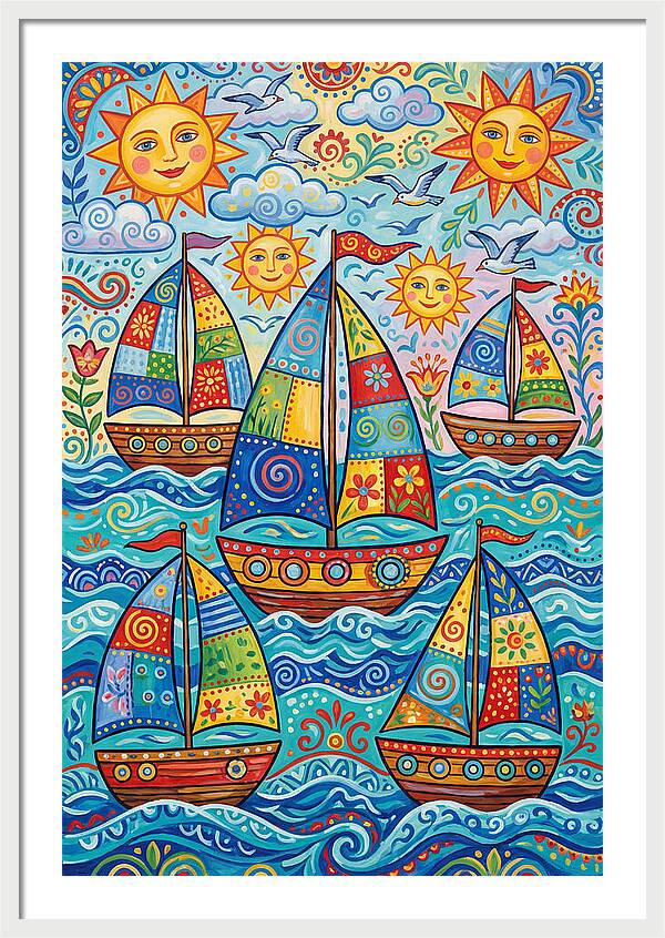 Colorful Sailboat Fleet