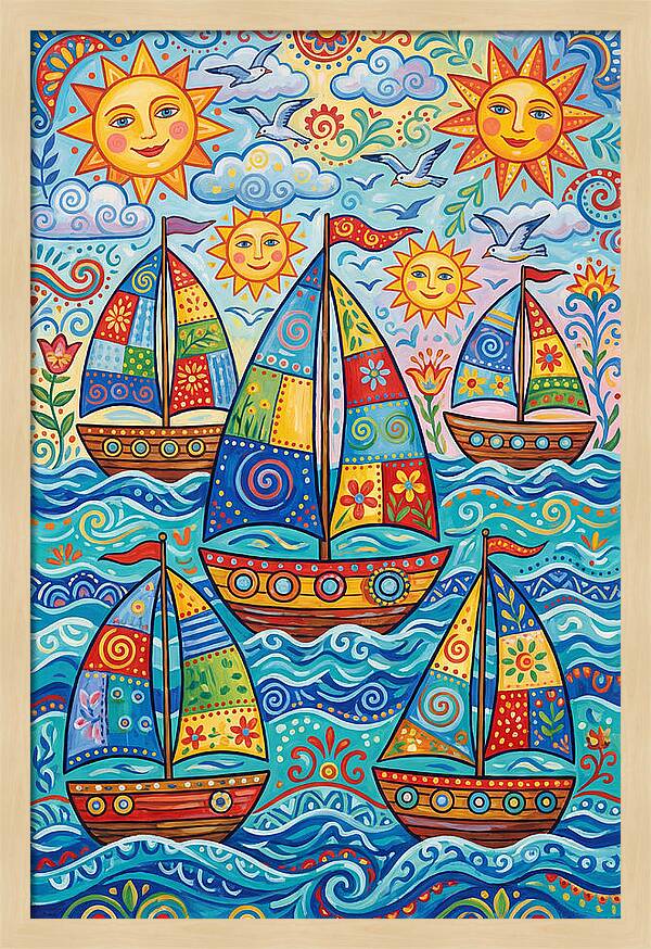 Colorful Sailboat Fleet