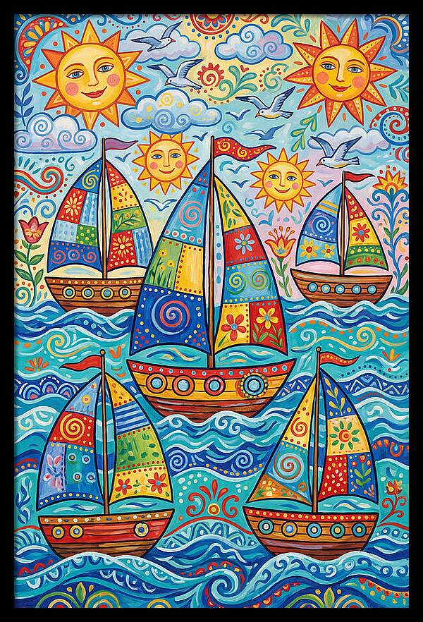 Colorful Sailboat Fleet