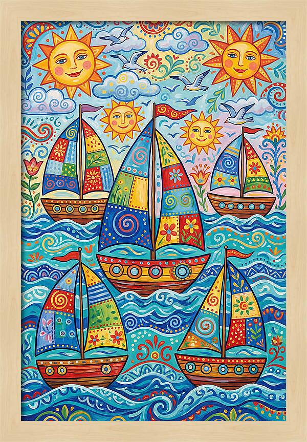 Colorful Sailboat Fleet