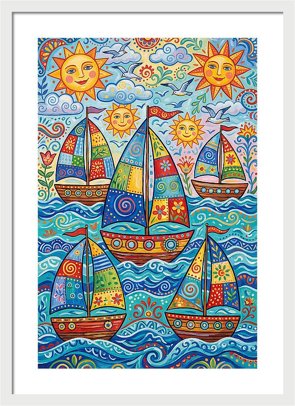 Colorful Sailboat Fleet
