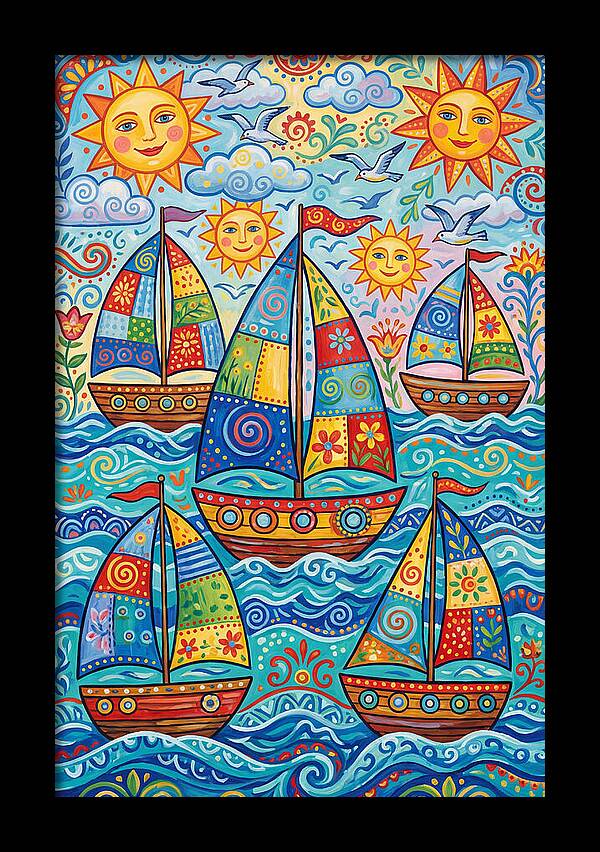 Colorful Sailboat Fleet