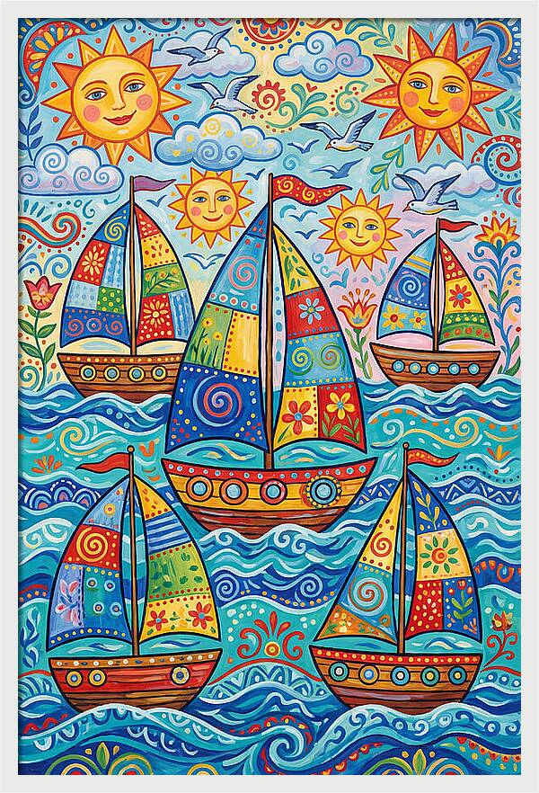 Colorful Sailboat Fleet