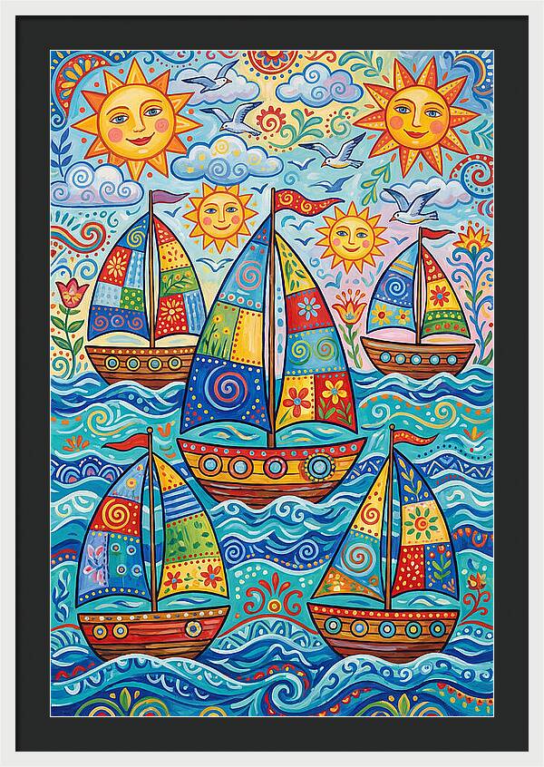Colorful Sailboat Fleet