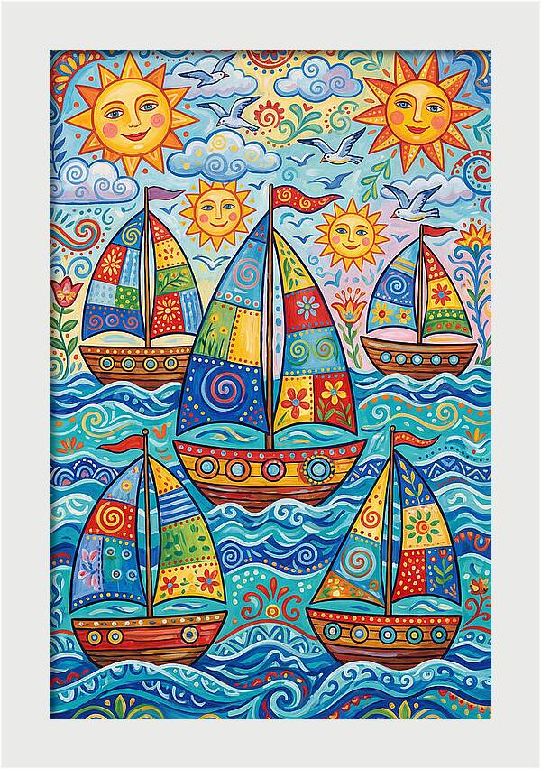 Colorful Sailboat Fleet