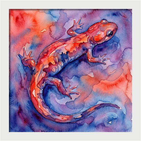 Colorful Salamander Watercolor