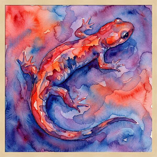 Colorful Salamander Watercolor