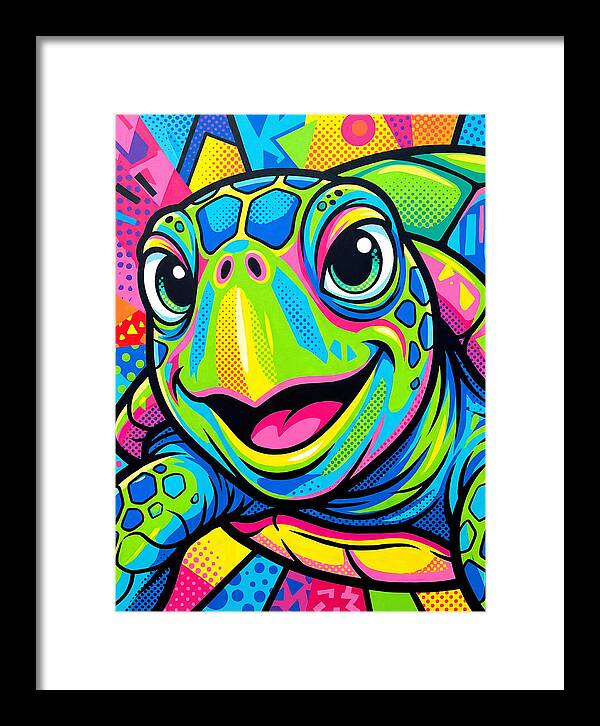 Colorful Sea Turtle Portrait