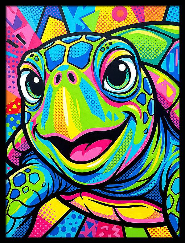 Colorful Sea Turtle Portrait