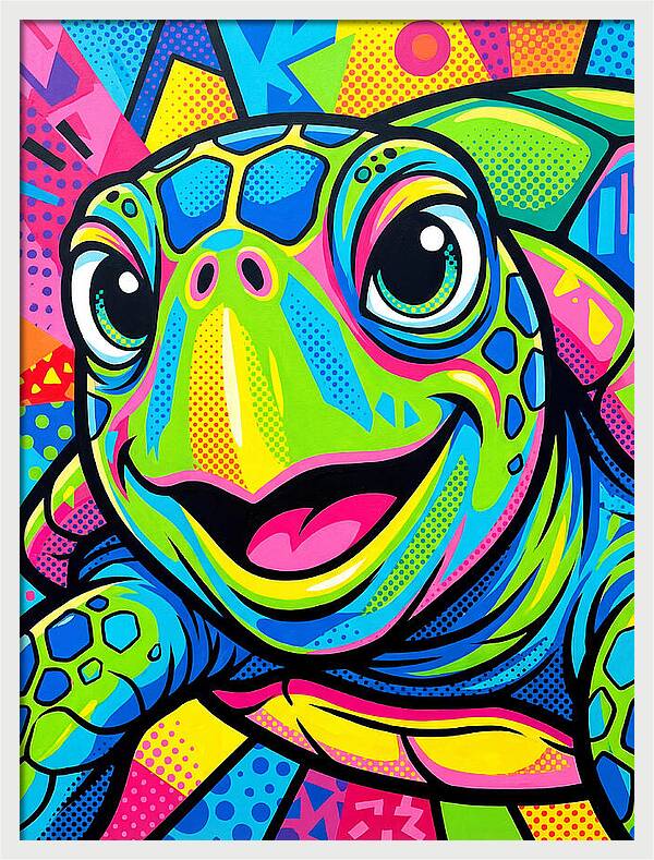 Colorful Sea Turtle Portrait
