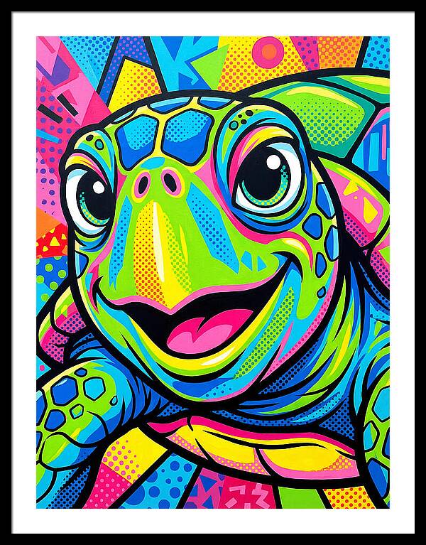 Colorful Sea Turtle Portrait