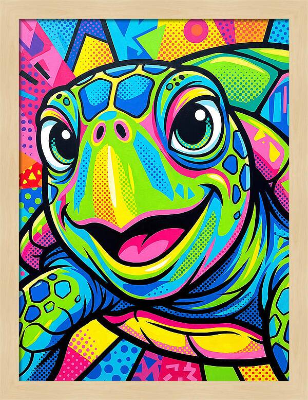 Colorful Sea Turtle Portrait