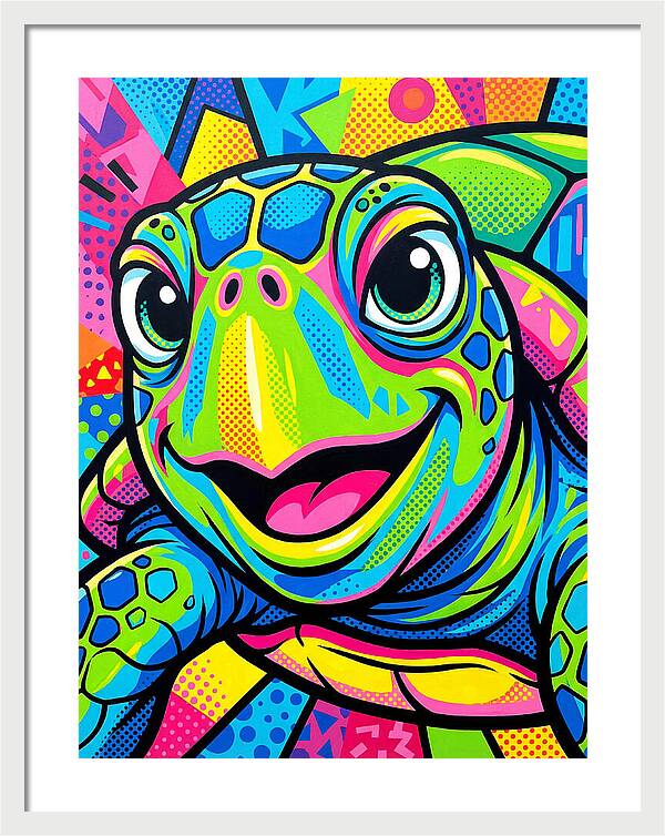 Colorful Sea Turtle Portrait