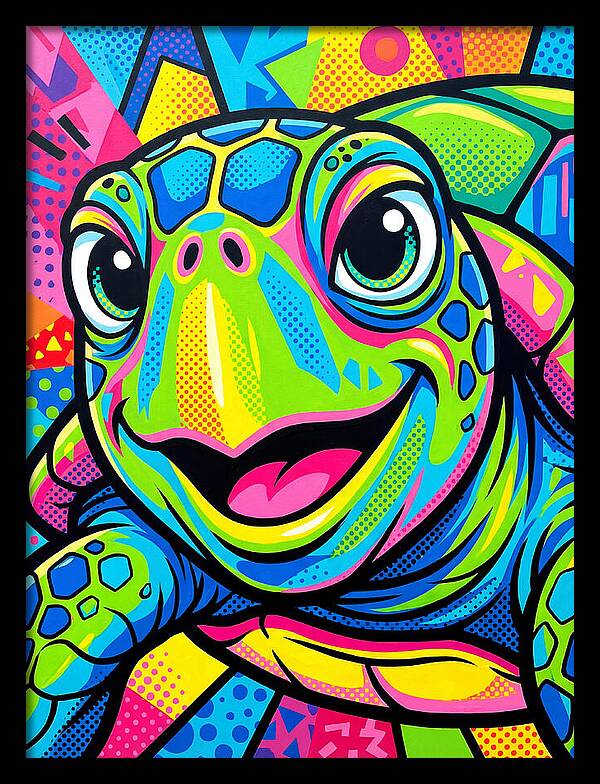 Colorful Sea Turtle Portrait