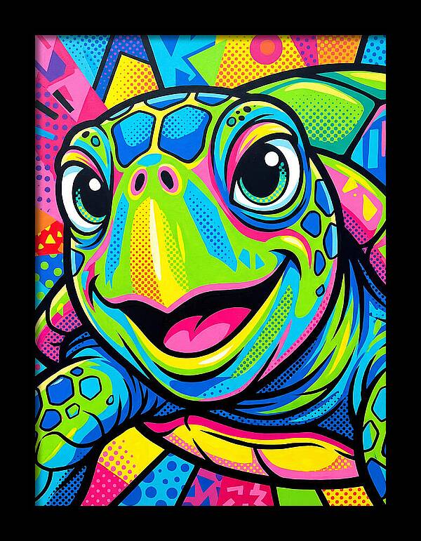 Colorful Sea Turtle Portrait