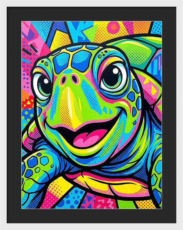 Colorful Sea Turtle Portrait