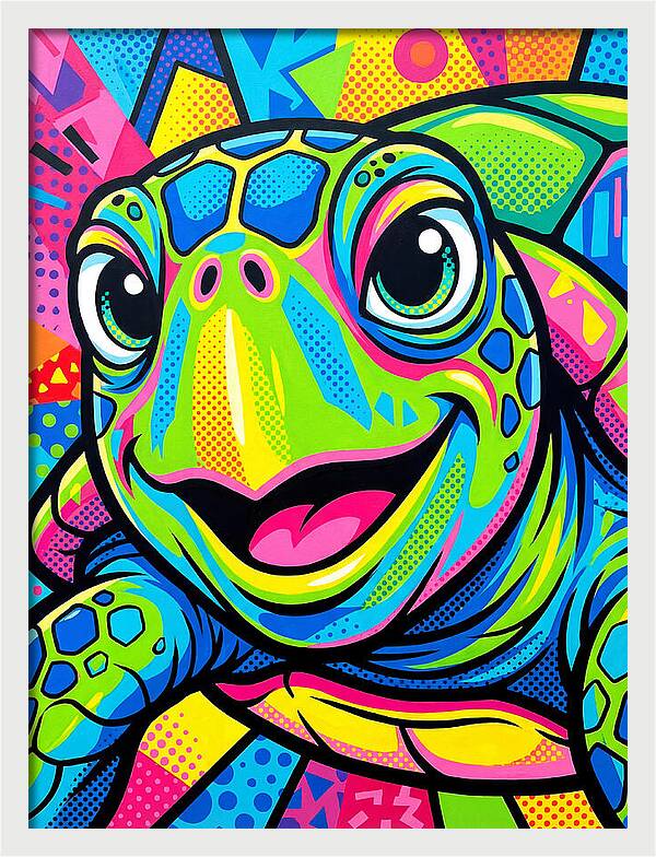 Colorful Sea Turtle Portrait