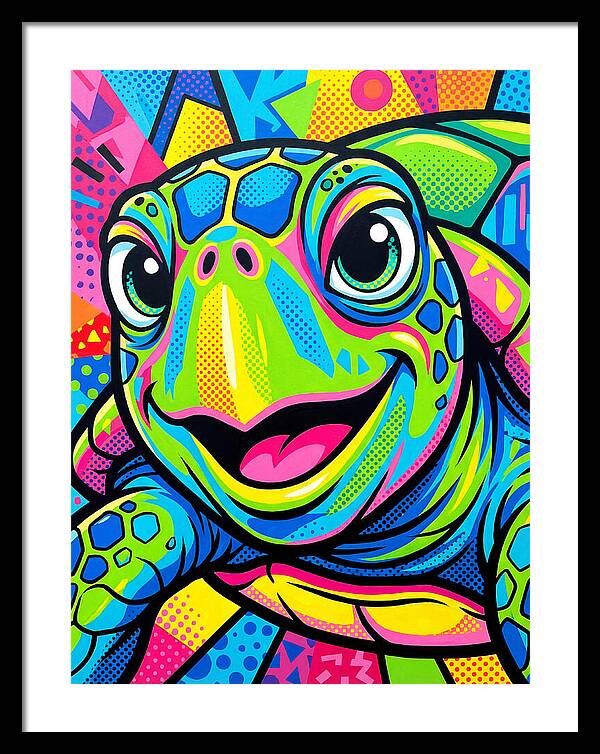 Colorful Sea Turtle Portrait