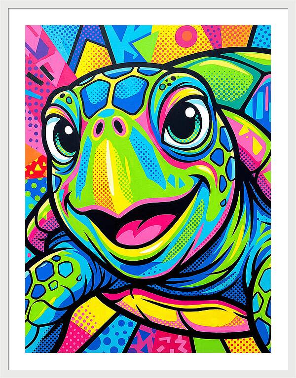 Colorful Sea Turtle Portrait